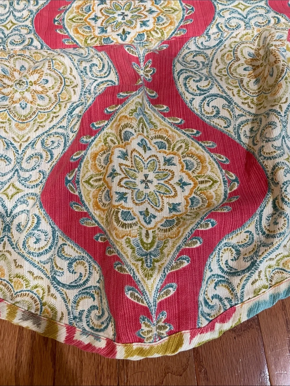 Waverly Coral, Yellow & Cream Medallion Curtain Valance set of 2